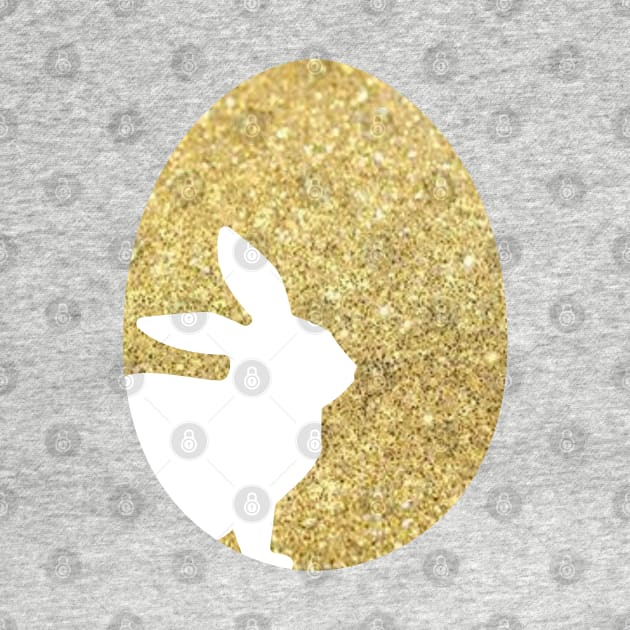 Easter Bunny Silhouette in Gold Faux Glitter Easter Egg by Felicity-K